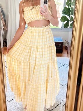 NWOT Buttercup Gingham maxi Skirt